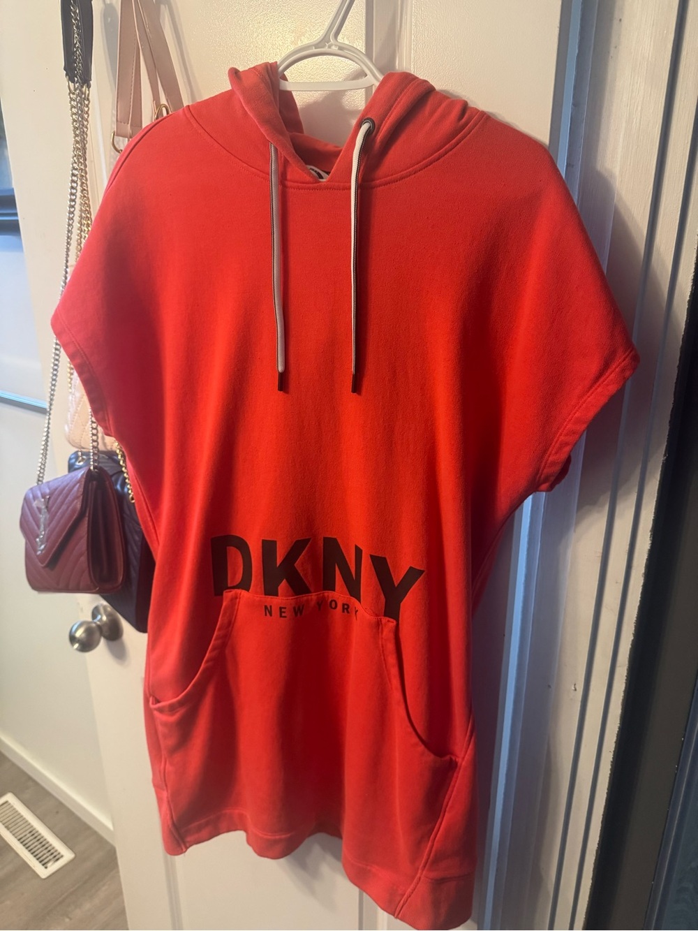 DKNY Red Hooded sweater dress